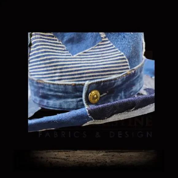 Upcycled patchwork denim cowboy hat - Picture 3 of 4